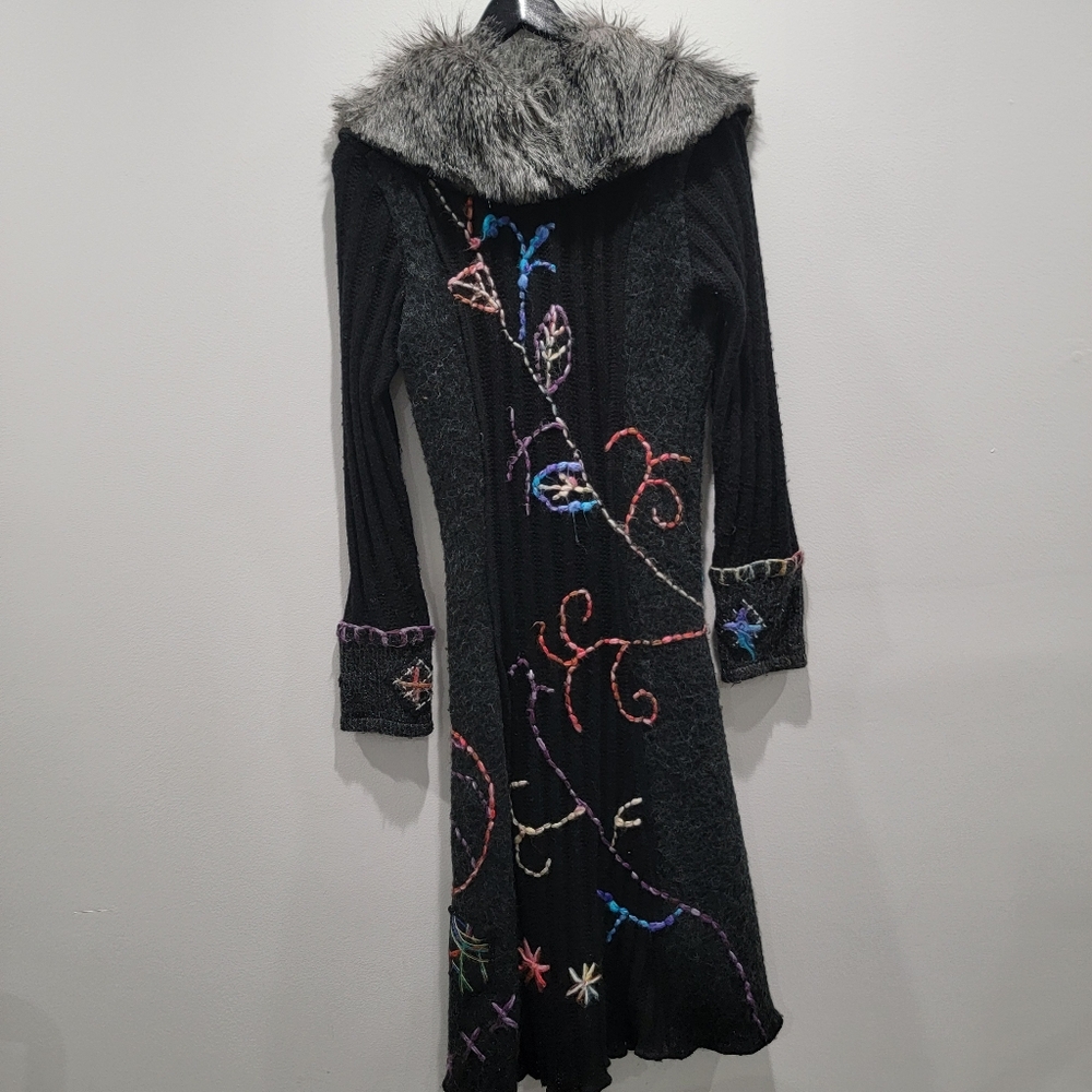 Griffolie Paris Designer Abstract Fur Dress Coat Size 1 - Picture 7 of 7